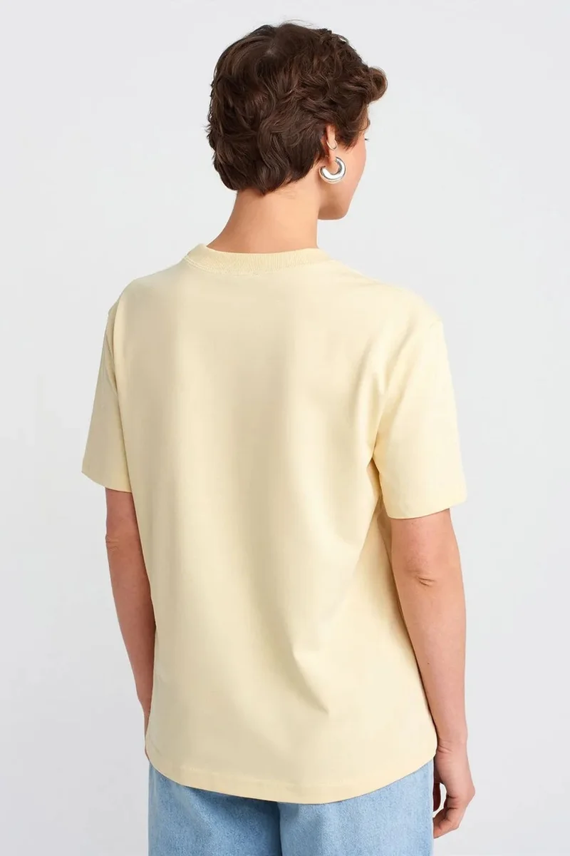 Dilvin Lemon Yellow DILVIN Women's Cotton Crew Neck T-Shirt for Women | Best Price UAE