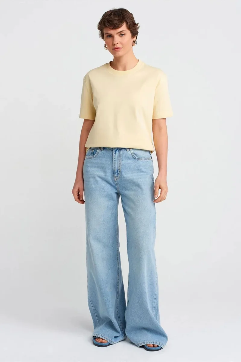 Dilvin Lemon Yellow DILVIN Women's Cotton Crew Neck T-Shirt for Women | Best Price UAE