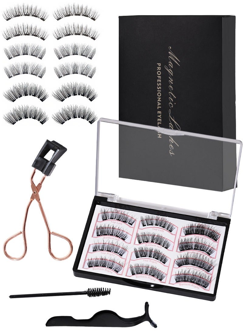 ميرتينج مجموعة رموش مغناطيسية مكونة من 12 قطعة من الرموش القابلة لإعادة الاستخدام مع أداة وضع لا تحتاج إلى غراء رموش بملاقط مجموعة مجموعات رموش طبيعية المظهر سهلة الارتداء والإزالة - Image 1