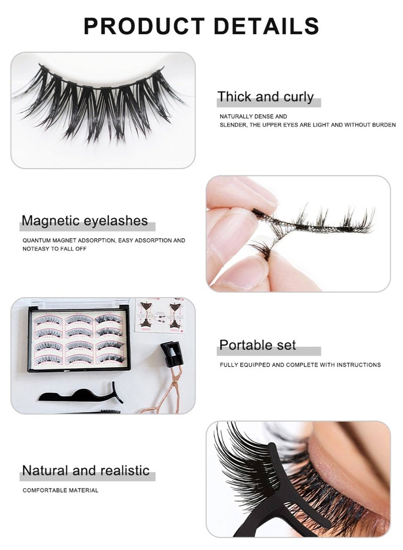 ميرتينج مجموعة رموش مغناطيسية مكونة من 12 قطعة من الرموش القابلة لإعادة الاستخدام مع أداة وضع لا تحتاج إلى غراء رموش بملاقط مجموعة مجموعات رموش طبيعية المظهر سهلة الارتداء والإزالة - Image 3