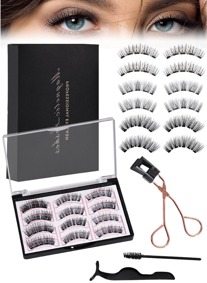 ميرتينج مجموعة رموش مغناطيسية مكونة من 12 قطعة من الرموش القابلة لإعادة الاستخدام مع أداة وضع لا تحتاج إلى غراء رموش بملاقط مجموعة مجموعات رموش طبيعية المظهر سهلة الارتداء والإزالة - Image 2