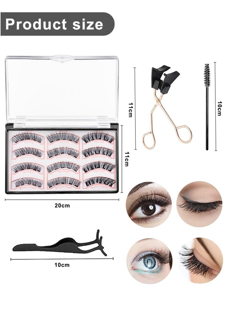 ميرتينج مجموعة رموش مغناطيسية مكونة من 12 قطعة من الرموش القابلة لإعادة الاستخدام مع أداة وضع لا تحتاج إلى غراء رموش بملاقط مجموعة مجموعات رموش طبيعية المظهر سهلة الارتداء والإزالة - Image 4