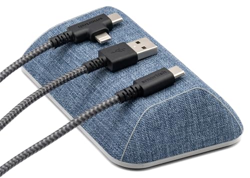 Smartish Magnetic Cord Holder Bigger Cable Wrangler Organizer with Magnet Clips for Charger Management on Desktop Nightstand Holds 6 Cables Blue Jeanie - Image 1