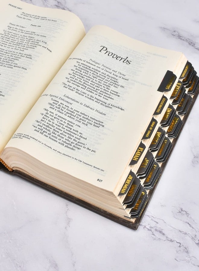 Cualfec Bible Index Tabs New & Old Testament Tabs Matte Laminated Floral Design, Bible Journaling Supplies - 122 Pcs (Black- Gold Foil) - Image 5
