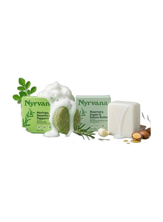Nyrvana Shampoo & Conditioner Bar Combo - Made for Hard Water - For Dandruff & Frizz - Sulphate & Silicone Free - Pack of 2 - Image 1