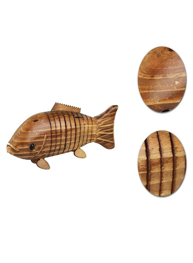 LUCKYMORDEN Handcrafted Wooden Fish Toys for Baby, Kids and Toddlers | Best Gift Idea | Handmade Wooden Figurines | Beautiful Home Decoration Showpieces 8 Inch Length - Image 2
