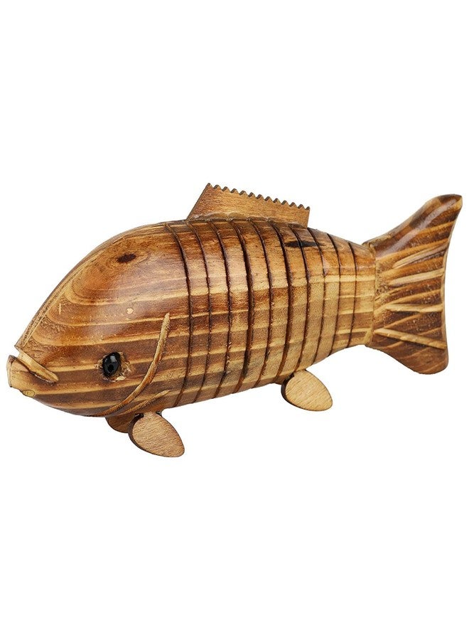 LUCKYMORDEN Handcrafted Wooden Fish Toys for Baby, Kids and Toddlers | Best Gift Idea | Handmade Wooden Figurines | Beautiful Home Decoration Showpieces 8 Inch Length - Image 3