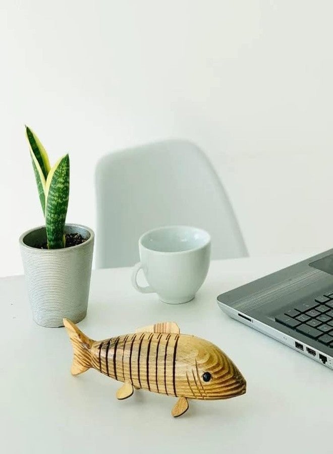 LUCKYMORDEN Handcrafted Wooden Fish Toys for Baby, Kids and Toddlers | Best Gift Idea | Handmade Wooden Figurines | Beautiful Home Decoration Showpieces 8 Inch Length - Image 1