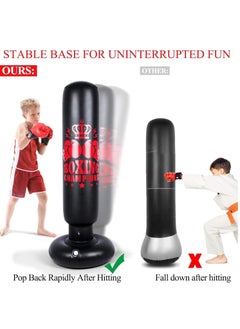 Generic Inflatable Punching Bag for Kids 63"Children Sports Toy Free Standing Bounce Back Tumbler for Sparring Boxing Suitable Karate Kickboxing Gift Boys Girls  - Image 3