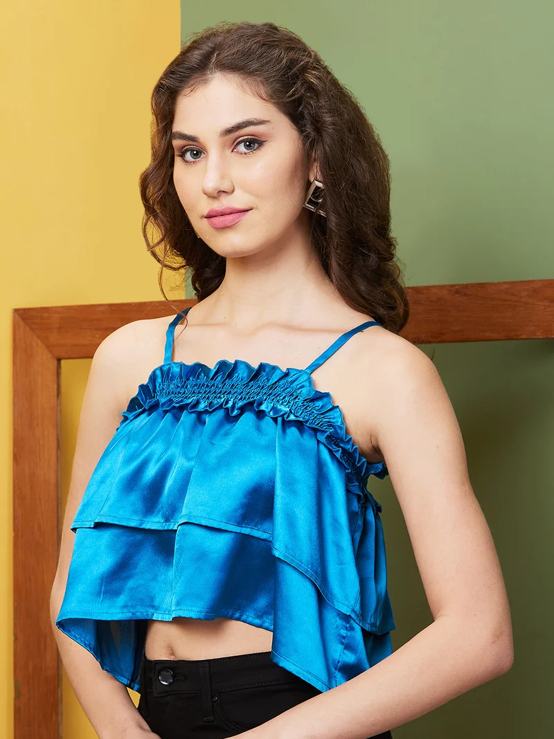 globus Globus Women Shoulder Straps Party Crop Top