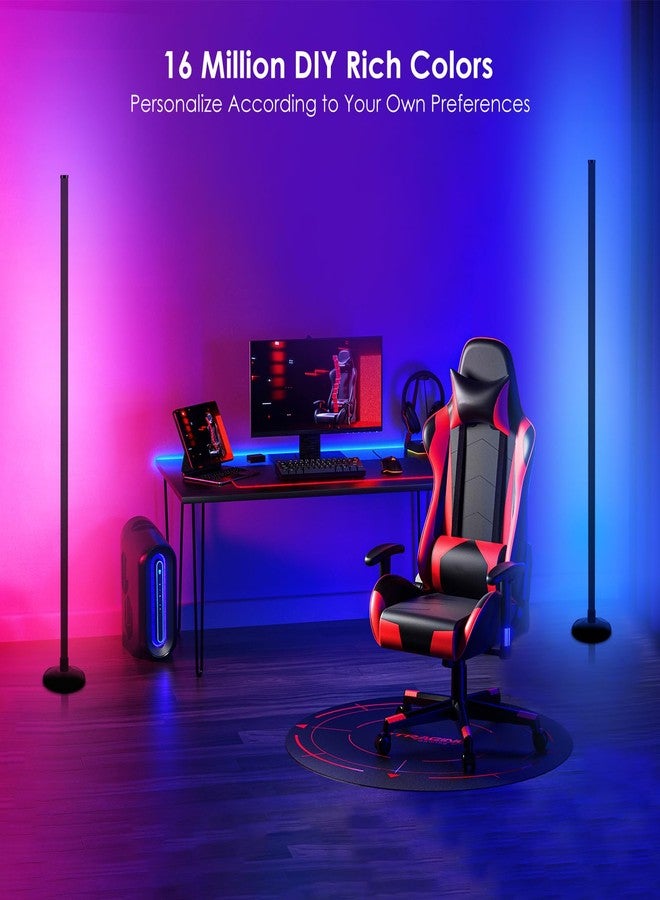مصباح أرضي بزاوية RGB، مصباح أرضي متغير الألوان RGB مع تطبيق بلوتوث وجهاز تحكم عن بعد، مزامنة الموسيقى، إضاءة مزاجية 65 بوصة، مؤقت 24 ساعة، أكثر من 398 وضعًا قابلاً للتخصيص - Image 3
