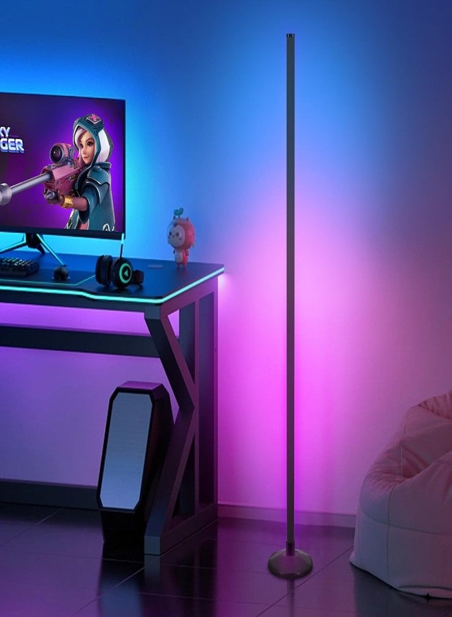 مصباح أرضي بزاوية RGB، مصباح أرضي متغير الألوان RGB مع تطبيق بلوتوث وجهاز تحكم عن بعد، مزامنة الموسيقى، إضاءة مزاجية 65 بوصة، مؤقت 24 ساعة، أكثر من 398 وضعًا قابلاً للتخصيص - Image 1