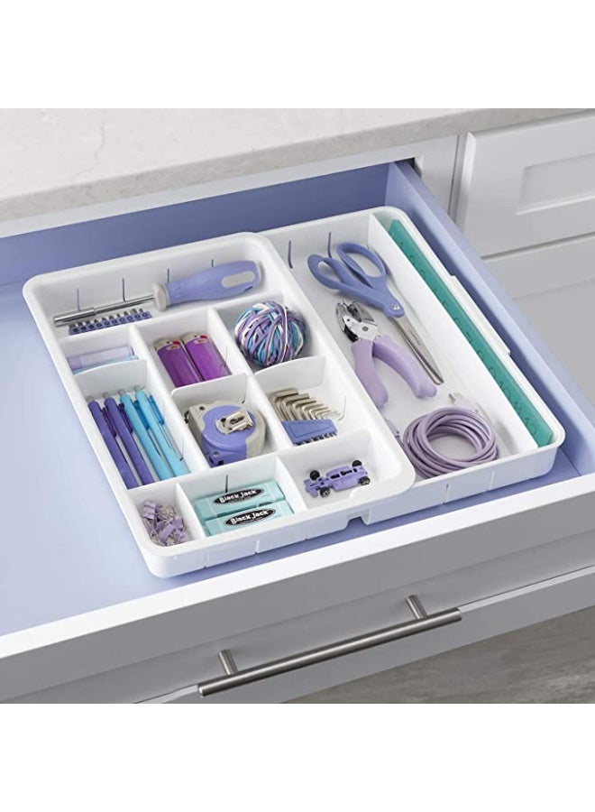 يوكوبيا YouCopia DrawerFit Expandable Office Drawer Organizer, Adjustable Storage with 13 Compartments, Non-Slip, BPA-Free, Fits Drawers 10” to 16” Wide, White - Image 2