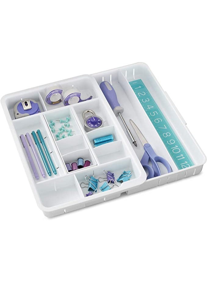 يوكوبيا YouCopia DrawerFit Expandable Office Drawer Organizer, Adjustable Storage with 13 Compartments, Non-Slip, BPA-Free, Fits Drawers 10” to 16” Wide, White - Image 1