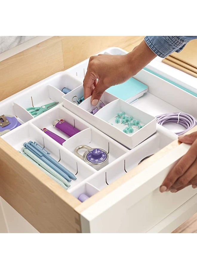 يوكوبيا YouCopia DrawerFit Expandable Office Drawer Organizer, Adjustable Storage with 13 Compartments, Non-Slip, BPA-Free, Fits Drawers 10” to 16” Wide, White - Image 4