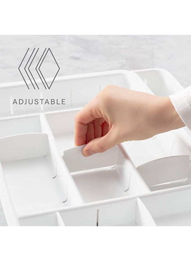 يوكوبيا YouCopia DrawerFit Expandable Office Drawer Organizer, Adjustable Storage with 13 Compartments, Non-Slip, BPA-Free, Fits Drawers 10” to 16” Wide, White - Image 5