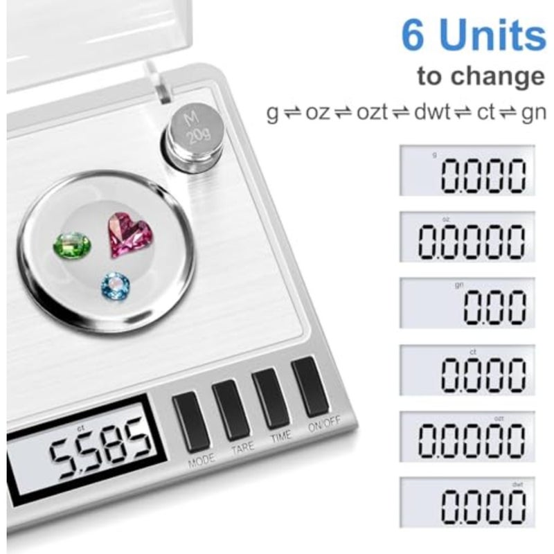 Digital Food Scale, 50g/0.001g Digital Milligram Scale with Calibration Weights, Jewelry and Gem Scale, Mg Scale for Reloading, Includes Scoop, Pan and Tweezers - Image 2