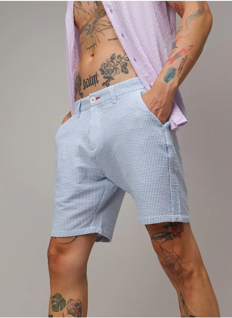 كامبوس سوترا Men's Light Blue Seersucker Stripe Shorts