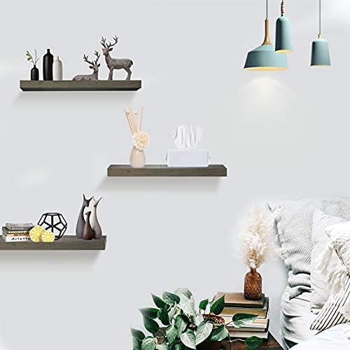 Vm decor Wood 20 Inch Floating Shelves For Wall Set Of 3 Rustic Wall Mounted Ledge Shelf For Bathroom Bedroom Living Room - Image 2