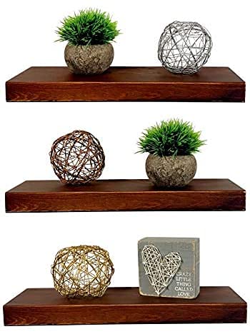 Vm decor Wood 20 Inch Floating Shelves For Wall Set Of 3 Rustic Wall Mounted Ledge Shelf For Bathroom Bedroom Living Room - Image 4