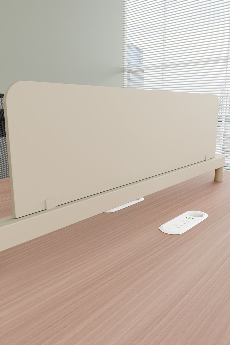 NEO FRONT FURNITURE 2-Seater Face-to-Face Workstation with Drawer Lockers & USB Charging Hub – 1400×1400×1050mm Executive Office Table, Beige & Brown MDF with Metal Legs (XS-Y-Z1412)  - Image 4
