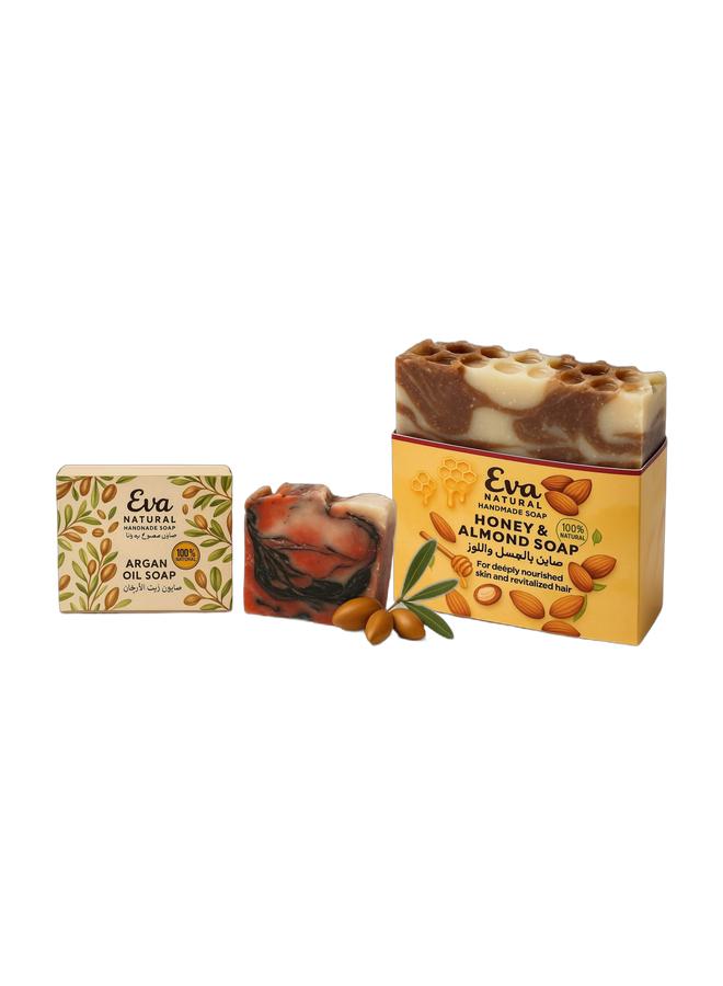 Eva Natural Argan Soap & Eva Natural Honey & Almond Soap 100g Bundle - Image 1