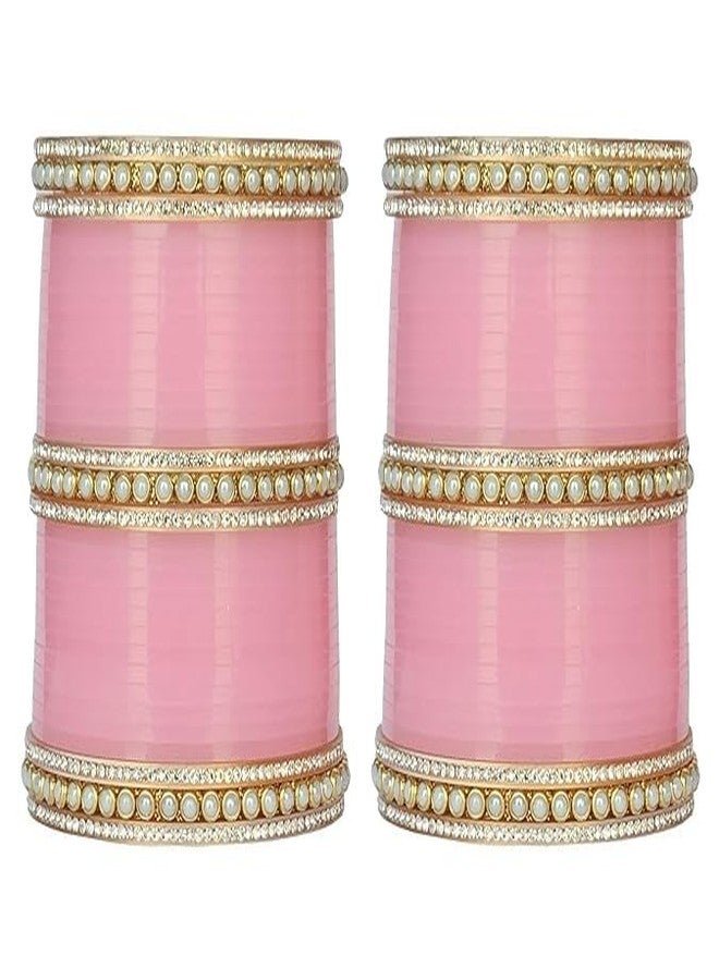 BANGLESKART طقم تشودا بنجابي للعرائس من بانغلسكارت، لون وردي فاتح (2.8) - Image 2