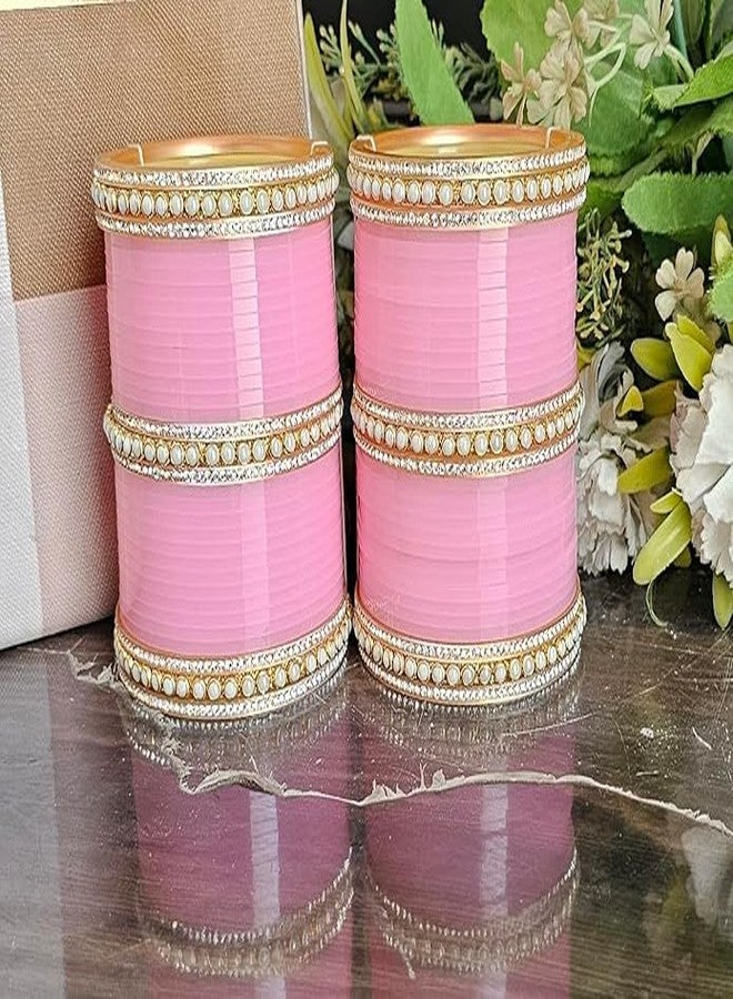 BANGLESKART طقم تشودا بنجابي للعرائس من بانغلسكارت، لون وردي فاتح (2.8) - Image 4