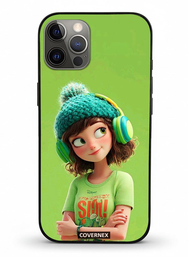 Covernex Apple iPhone 12 Pro Protective Case Cover Printed Featuring Music Vibes Cozy Girl - Image 2