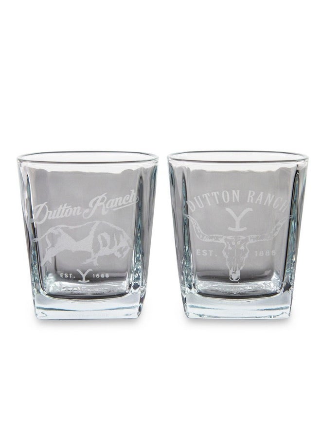Toynk Yellowstone Dutton Ranch 9-Ounce Mini Rocks Glasses, Set Of 2 | Whiskey Shot Glass For Home Bar, Kitchen  - Image 1