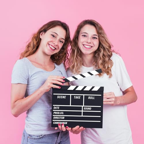 GREAT&LUCKY Movie Film Clapboard Hollywood Wooden-Clapper Board Directors Photography Studio Video TV Clapper Board with Erasable Pen Movie Theater Props Decor，Black Clap Board 10.5 X 11.7 inches (Black) - Image 2
