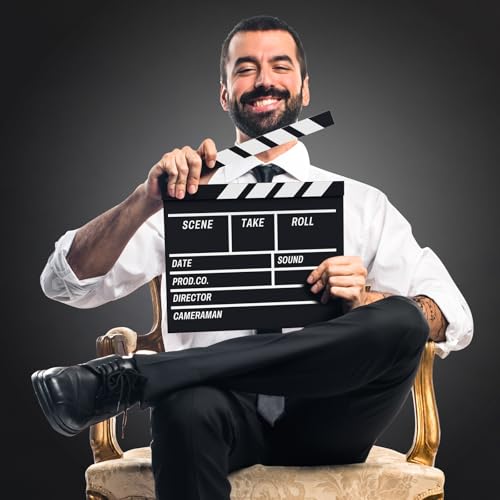 GREAT&LUCKY Movie Film Clapboard Hollywood Wooden-Clapper Board Directors Photography Studio Video TV Clapper Board with Erasable Pen Movie Theater Props Decor，Black Clap Board 10.5 X 11.7 inches (Black) - Image 4
