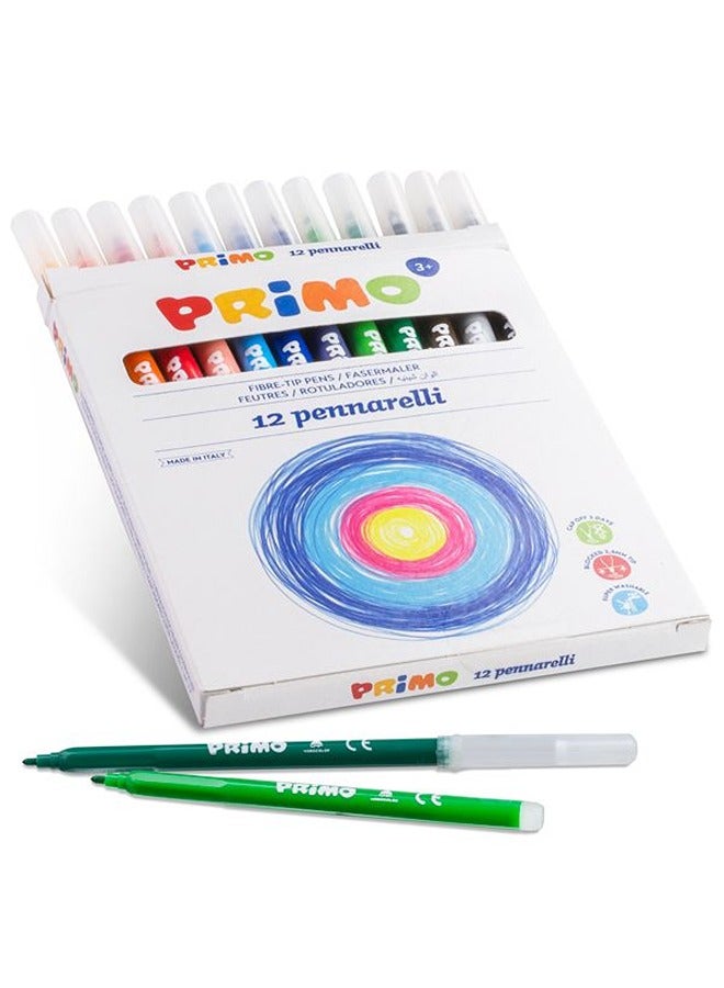 PRIMO أقلام تلوين بريمو 12 ذات أطراف رفيعة قابلة للغسل - Image 1