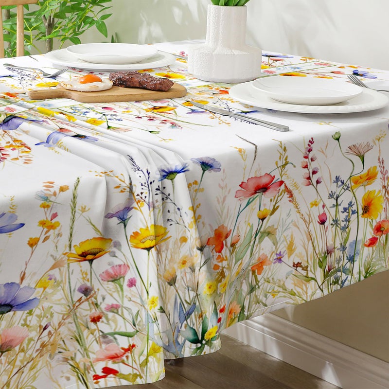 cusugbaso Spring Tablecloth 52x70 Inches, Floral Tablecloth for Rectangle Tables,Spring Decorations for Home, Water-Resistant Blooming Flower Spring Table Cloth for Party,Table - Image 5
