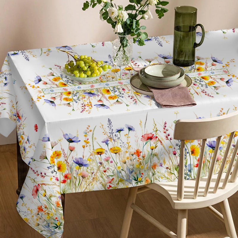 cusugbaso Spring Tablecloth 52x70 Inches, Floral Tablecloth for Rectangle Tables,Spring Decorations for Home, Water-Resistant Blooming Flower Spring Table Cloth for Party,Table - Image 2