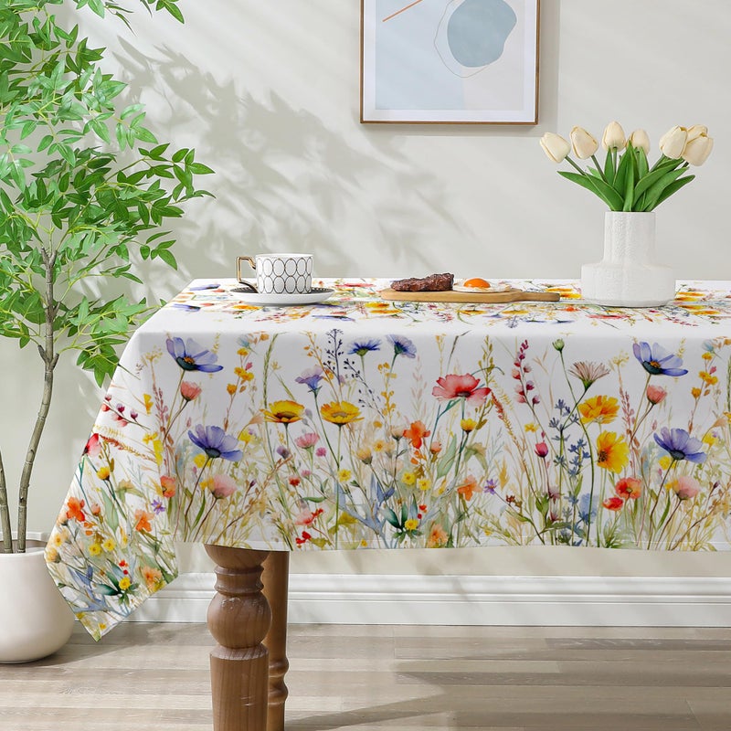 cusugbaso Spring Tablecloth 52x70 Inches, Floral Tablecloth for Rectangle Tables,Spring Decorations for Home, Water-Resistant Blooming Flower Spring Table Cloth for Party,Table - Image 3