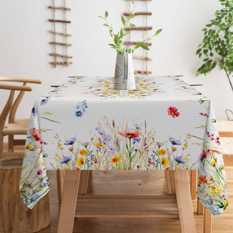cusugbaso Spring Tablecloth 52x70 Inches, Floral Tablecloth for Rectangle Tables,Spring Decorations for Home, Water-Resistant Blooming Flower Spring Table Cloth for Party,Table - Image 4