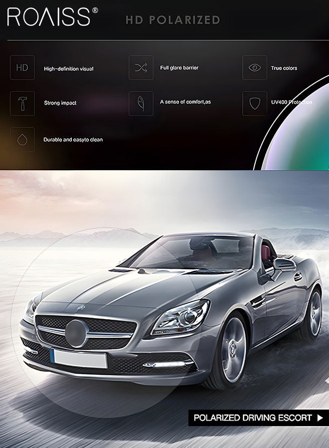 رويس نظارات شمسية مستقطبة للرجال بتصميم طيار، حماية من الأشعة فوق البنفسجية 400 بإطار معدني، نظارات شمسية أنيقة مضادة للتوهج للرجال للقيادة والجري وصيد الأسماك وركوب الدراجات والتزلج والجولف، لون أسود ذهبي، مقاس 62 مم - Image 4