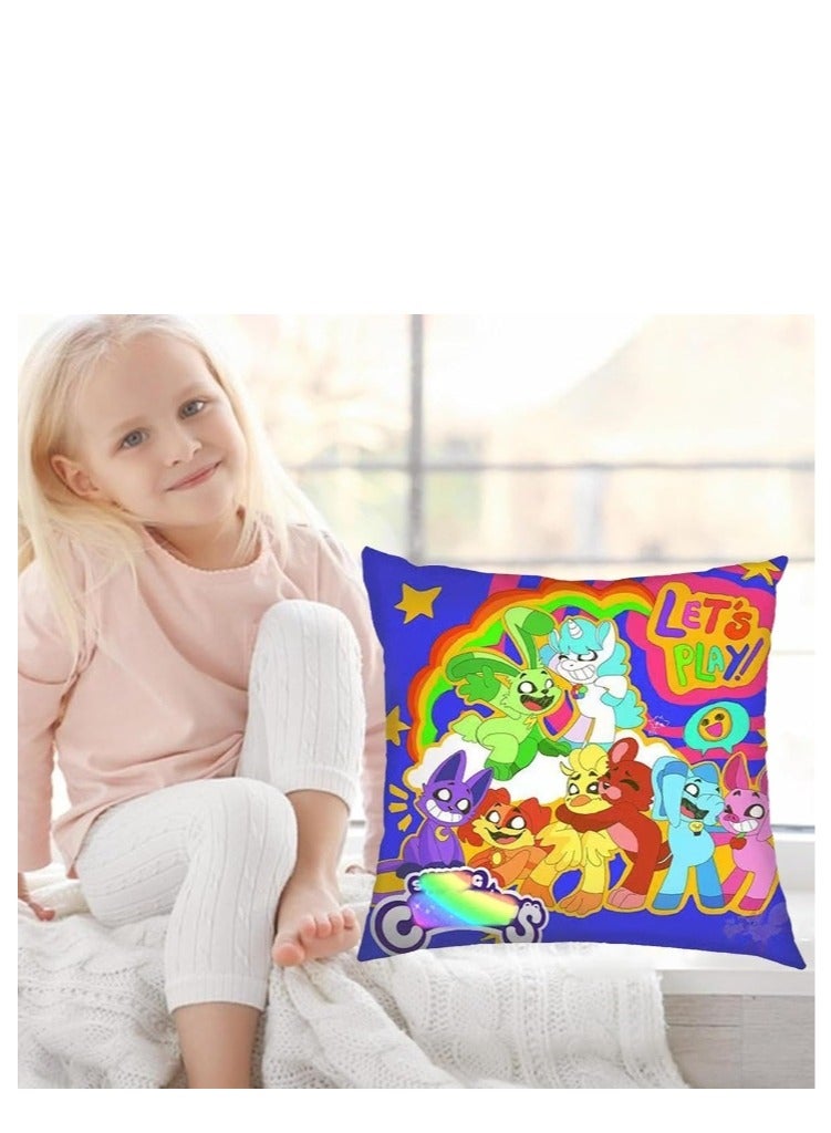 XiuWoo Smiling Critters Throw Pillow Covers,Case Cover Square Cushion Cover,Smiling Critters Cartoon peripheral,Animal Cushion Covers Pillow Case Cover for Sofa Car Bedroom Home Decor - Image 2