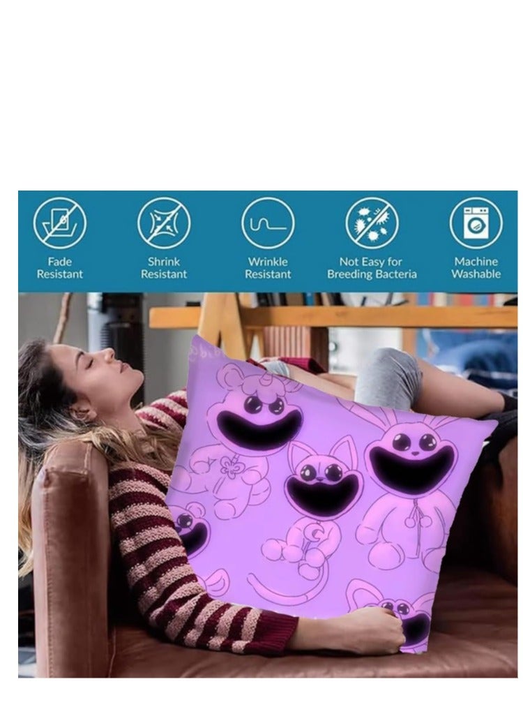 XiuWoo Smiling Critters Throw Pillow Covers,Case Cover Square Cushion Cover,Smiling Critters Cartoon peripheral,Animal Cushion Covers Pillow Case Cover for Sofa Car Bedroom Home Decor - Image 3