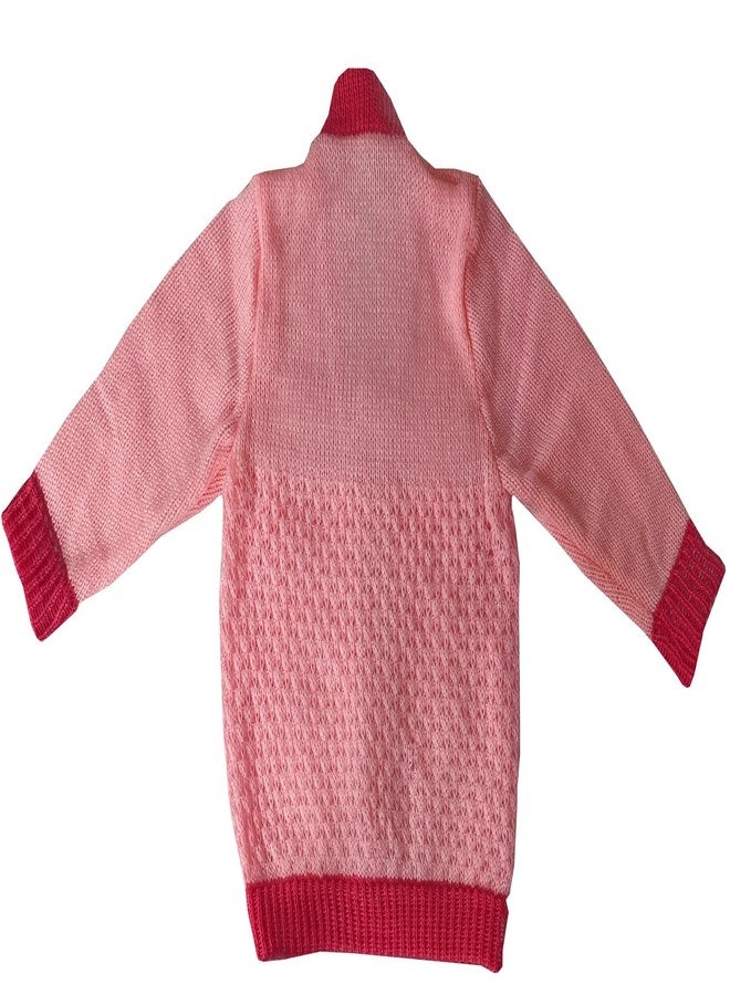 little PANDA Baby Boys & Baby Girls Woollen Round Neck Sweater Top, Cap & Booties Set (0-3 Months, Pink) - Image 2