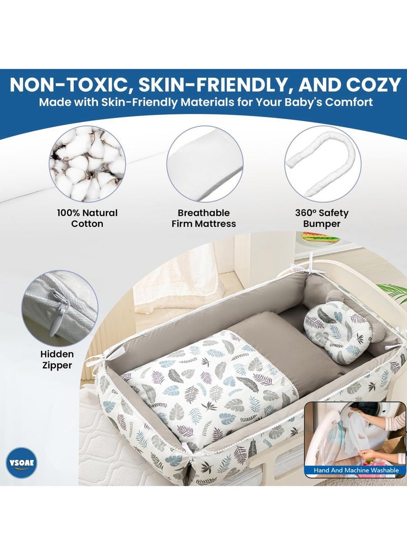 WALALLA 4 Pack Portable Baby Nest, Adjustable Cozy Baby Lounger Nest, Reversible Baby Crib, Breathable Baby Sleeper, Sleeper in Bed with Baby Pillow, Baby Quilt - Image 2