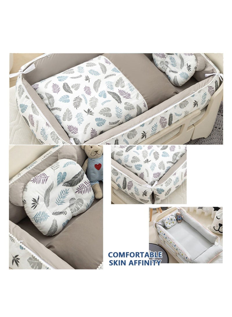 WALALLA 4 Pack Portable Baby Nest, Adjustable Cozy Baby Lounger Nest, Reversible Baby Crib, Breathable Baby Sleeper, Sleeper in Bed with Baby Pillow, Baby Quilt - Image 5