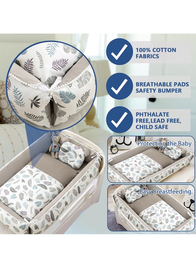 WALALLA 4 Pack Portable Baby Nest, Adjustable Cozy Baby Lounger Nest, Reversible Baby Crib, Breathable Baby Sleeper, Sleeper in Bed with Baby Pillow, Baby Quilt - Image 3