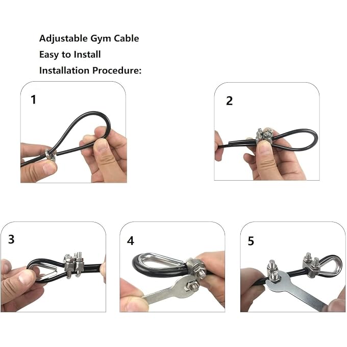 AIKESIWAY Adjustable Fitness Pulley Cable,Replacement Cable Machine Accessories,Cable Pulley Attachments For Gym -Thick 5Mm(0.2Inch) Heavy Duty Steel Wire Rope For Home Gym Cable - Image 2