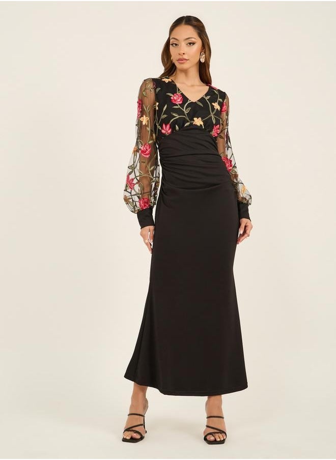 Styli Floral Sheer Sleeve Dress  - Image 2