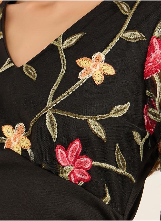 Styli Floral Sheer Sleeve Dress  - Image 5
