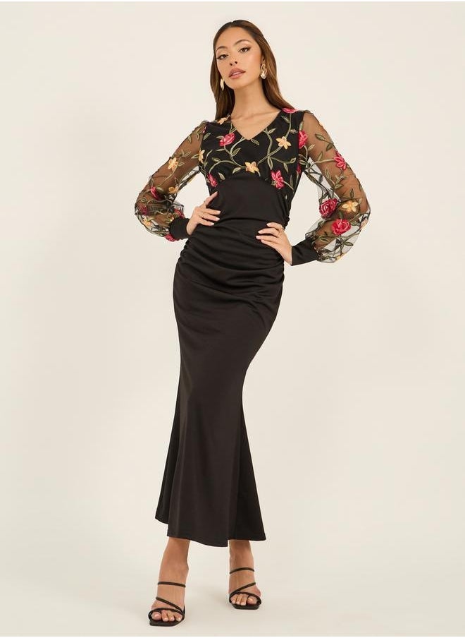 Styli Floral Sheer Sleeve Dress  - Image 1