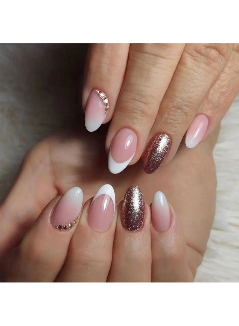 Generic Glitter Short Fake Nails 24Pcs  - Image 1