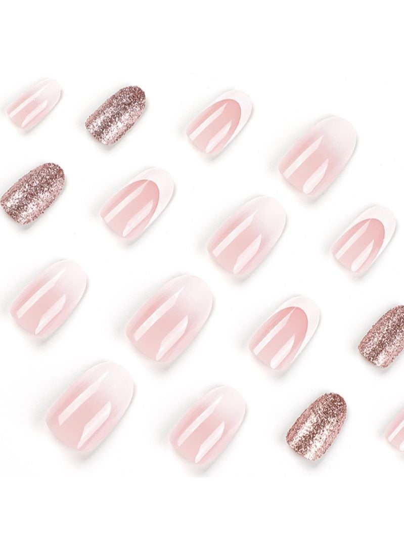 Generic Glitter Short Fake Nails 24Pcs  - Image 2